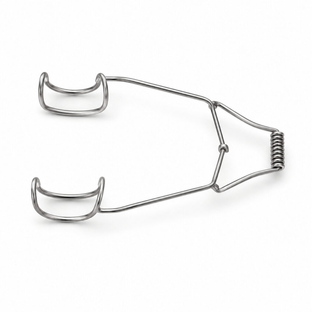 Barraquer-Drahtlidsperrer – augenärztliches Instrument auf weißem Hintergrund