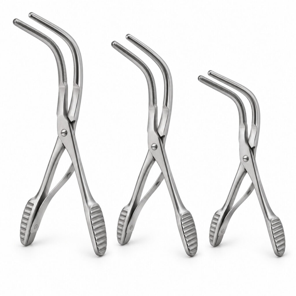 De Bakey–Satinsky Atraumatic Bulldog Clamps on white background
