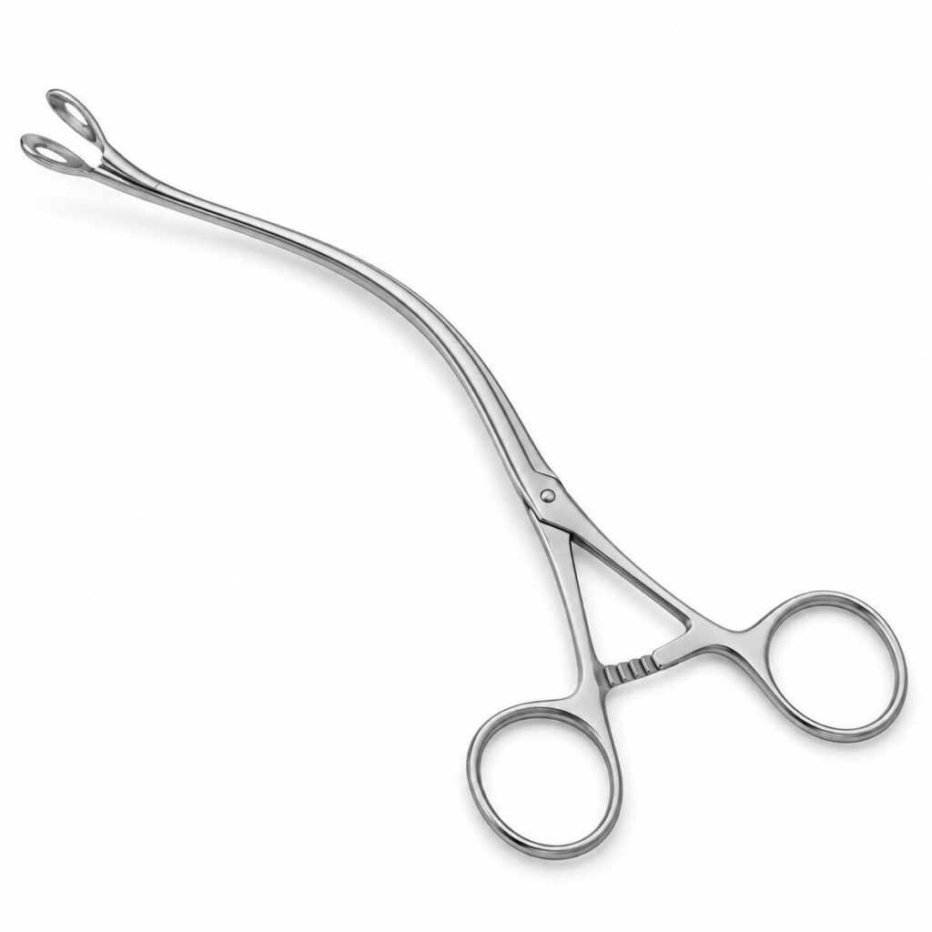 Ferramenta cirúrgica Randall Kidney Stone Clamp Forceps em fundo branco