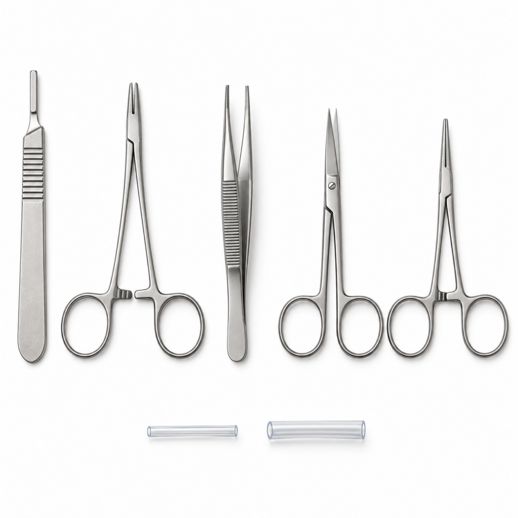 Kit compacto de instrumentos dermatológicos